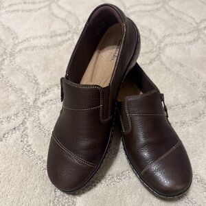 Clark’s Cora Harbor Dark Brown Leather Women's slip on dress shoes